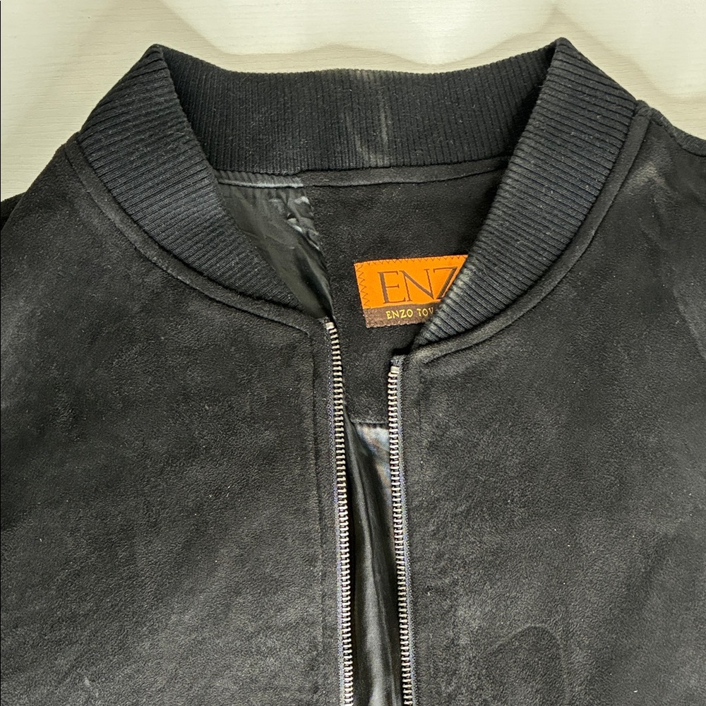 Black Suede Bomber Jacket - Men - Picture 7 of 10
